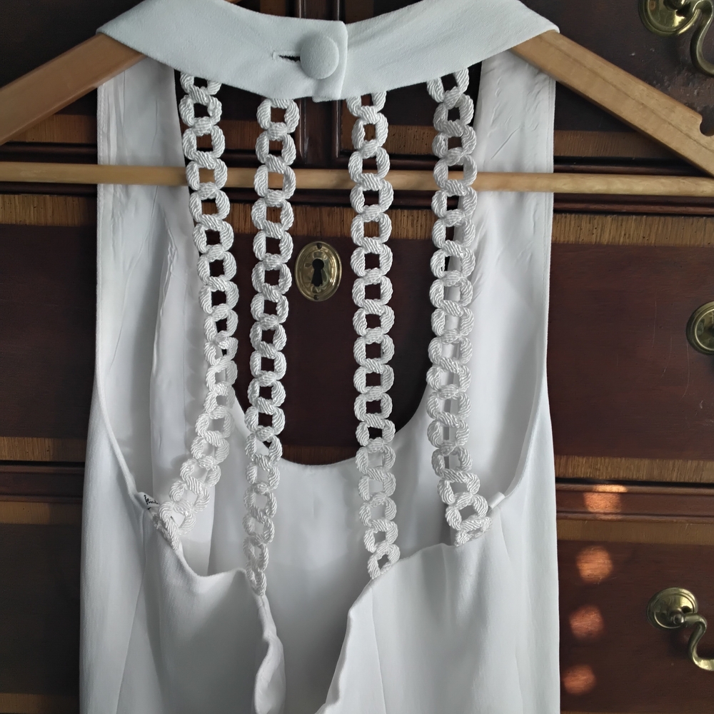 Nicole Miller White Backless Dress with Chain Detail